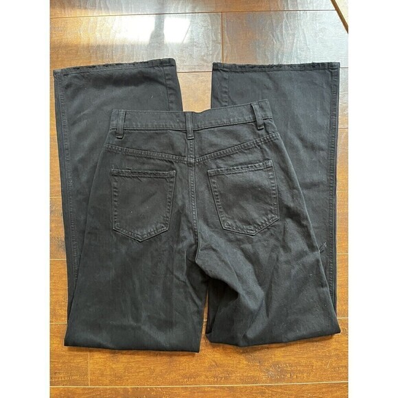 Pacsun Womens Size 25 Baggy Jean Black Distressed Wide Leg Loose Fit Button Fly - Picture 8 of 8
